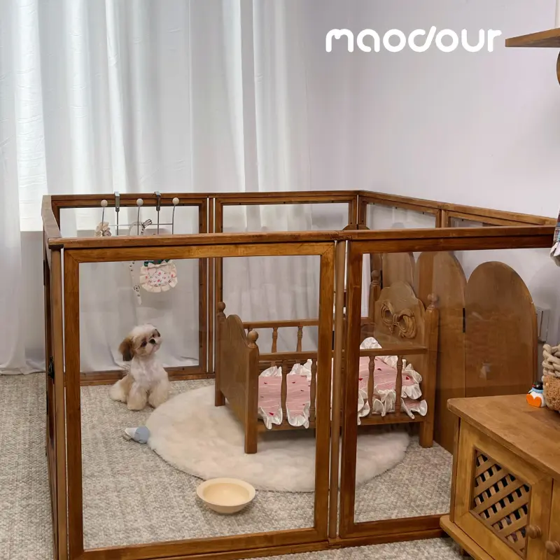 solid wood pet playpen - Solid Wood Transparent Pet Playpen